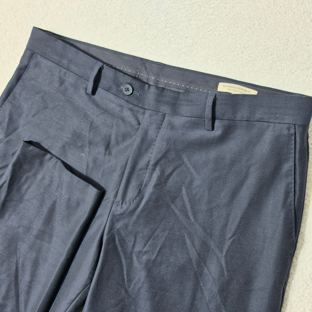 Banana Republic Dress Pants Men 36/34 Navy Tailored Slim Reda Flexo Wool Stretch